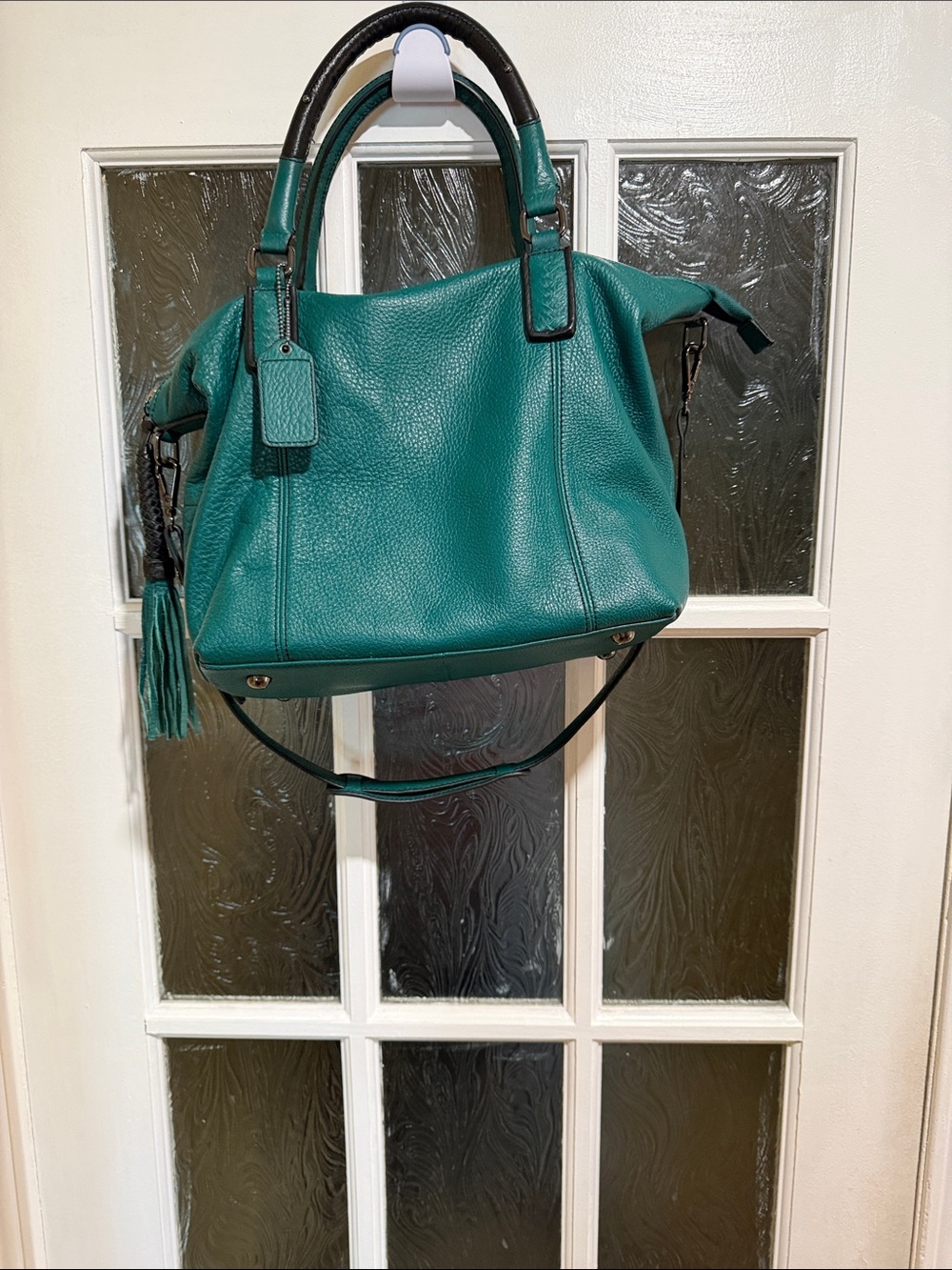 Steve Madden Teal Pebbled Leather Shoulder Bag with Tassel